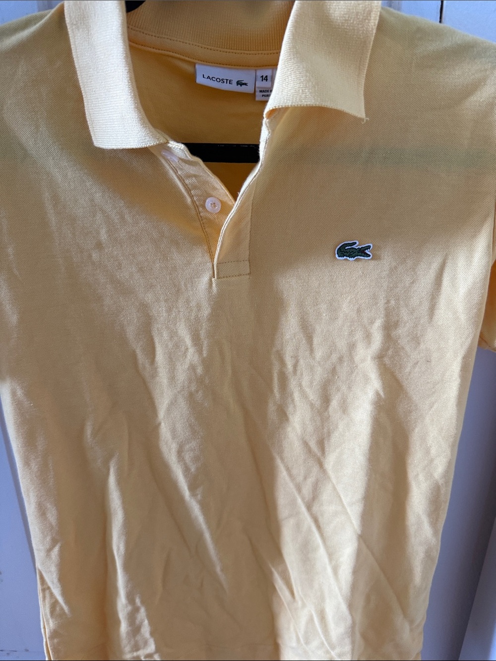 Lacoste kids Yellow Piqué Polo size 14